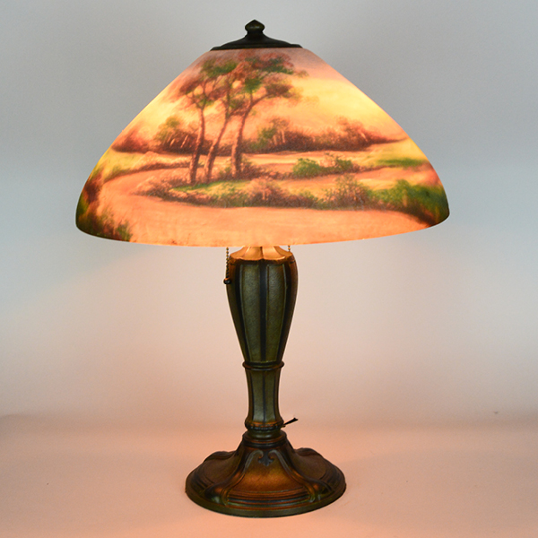 Jefferson Reverse Painted Vintage Lamp | Vintage Glass Lighting