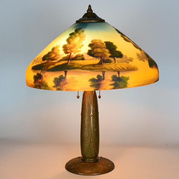 phoenix landscape art nuveau vintage lamp vintage glass lighting