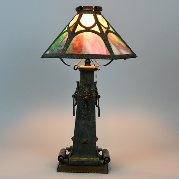 1920s panel lamp, original finish