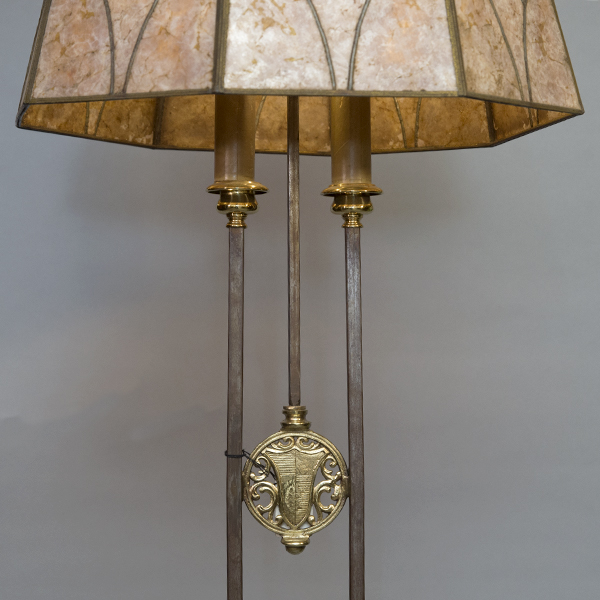 Fantastic Mica Shade Floor Lamp With Metal Overlay Vintage Glass Lighting