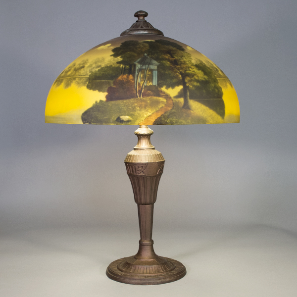 Phoenix Reverse Painted Table Lamp, Phoenix Lamps Shades And Antiques